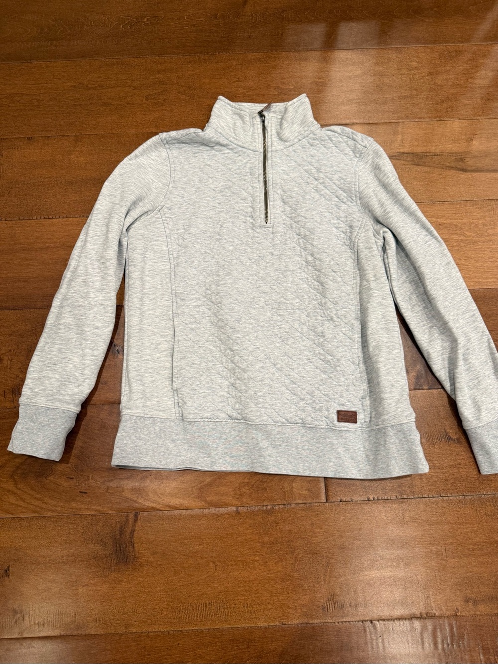 L.L. Bean Light Gray Quilted Half-Zip Pullover